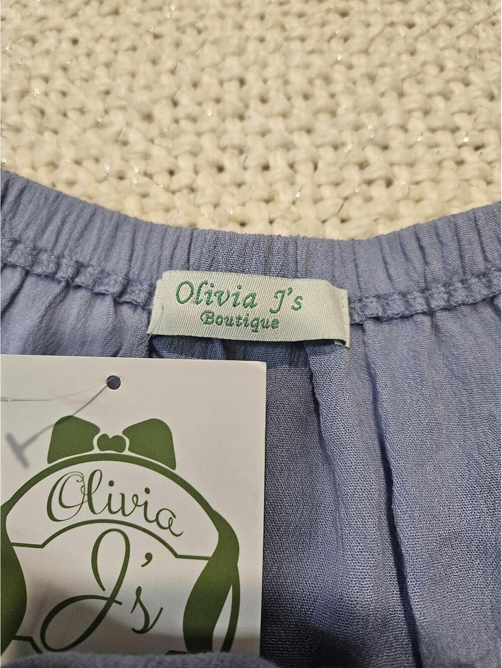 Olivia J's Light Blue Scoopneck Women's Blouse with Floral Embroidery L - Picture 6 of 7